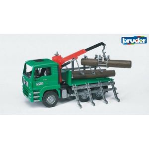 Bruder 2769 Vehicule forestiere MAN TGA Camion delemne cu braț de încărcare și 3 bușteni imagine