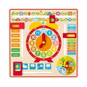 Woody Calendar multifuncțional cu ceas, 36 x 36 cm imagine