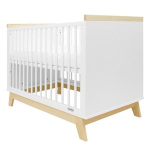 New Baby Crib Marcus cu barieră, alb/natural imagine