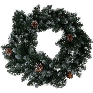 Coroniță decorativă de Crăciun Snowy verde, diametru 60 cm imagine