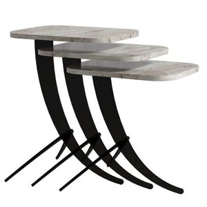 Masă pliantă Pion White Marble, 3 buc, alb + negru imagine
