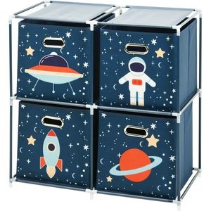Raft pentru copii cu cutii textile Space, 68 x 70x 35 cm imagine