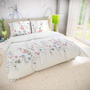 Lenjerie de pat din bumbac Delux Meadow roz, 140 x 200 cm, 70 x 90 cm imagine