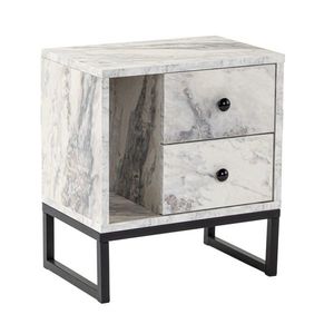 Măsuță de noptieră Glimmer Fressia Marble Black, gri deschis imagine