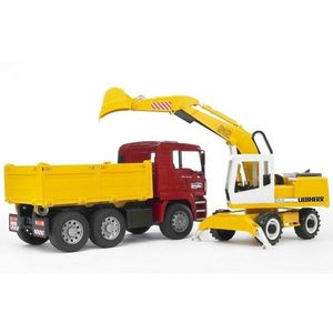 Camion Bruder MAN TGA cu excavator Liebherr, 1: 16, 73 x 18, 5 x 23 cm imagine