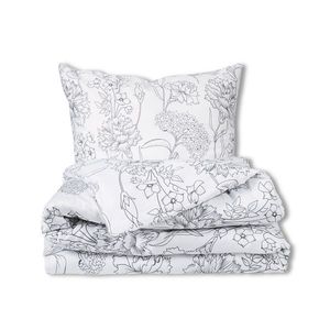 Lenjerie de pat Matex Satin Flori gri , 140 x 200cm, 70 x 90 cm imagine