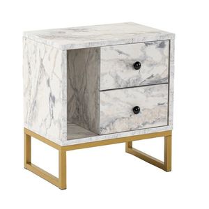 Măsuță de noptieră Glimmer Fressia Marble Gold, auriu imagine