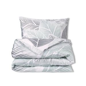 Lenjerie de pat Matex Satin frunze gri , 140 x 200 cm, 70 x 90 cm imagine