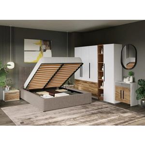 Set Mobila Dormitor Timea T3 cu Pat Tapitat imagine