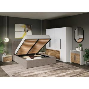 Set Mobila Dormitor Timea T2 cu Pat Tapitat imagine