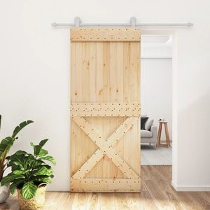 vidaXL Ușă glisantă cu set feronerie, 90x210 cm, lemn masiv de pin imagine