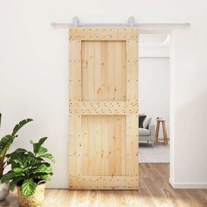 vidaXL Ușă glisantă cu set feronerie, 90x210 cm, lemn masiv de pin imagine