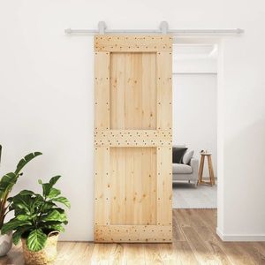vidaXL Ușă glisantă cu set de feronerie 80x210 cm, lemn masiv de pin imagine