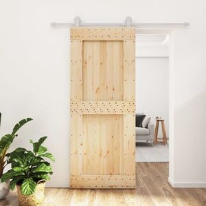 vidaXL Ușă glisantă cu set de feronerie 85x210 cm, lemn masiv de pin imagine