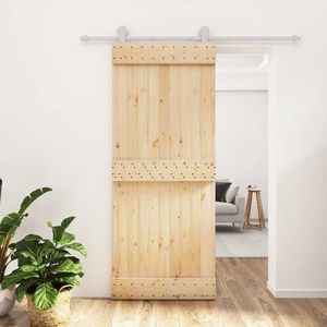vidaXL Ușă glisantă cu set de feronerie 85x210 cm, lemn masiv de pin imagine