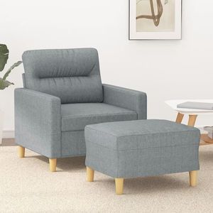 vidaXL Fotoliu canapea cu taburet, gri deschis, 60 cm, textil imagine