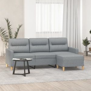 vidaXL Canapea cu 3 locuri și taburet, gri deschis, 180 cm, textil imagine
