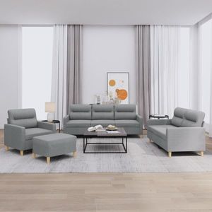 vidaXL Set de canapele cu perne, 4 piese, gri deschis, textil imagine