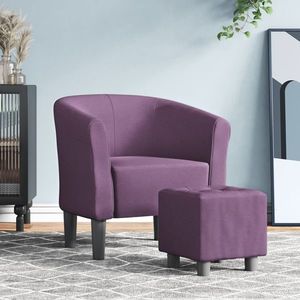 vidaXL Fotoliu tip cuvă cu taburet, violet, material textil imagine