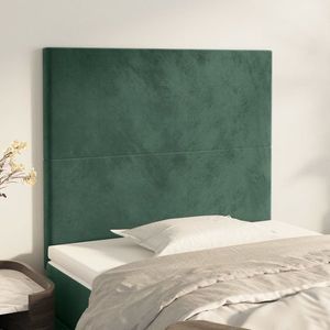 vidaXL Tăblii de pat, 2 buc, verde închis, 100x5x78/88 cm, catifea imagine