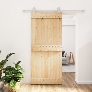 vidaXL Ușă glisantă cu set feronerie, 90x210 cm, lemn masiv de pin imagine