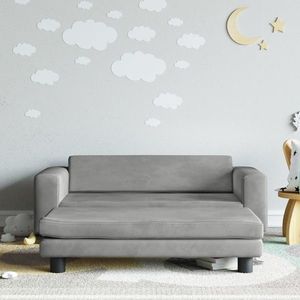 vidaXL Canapea pentru copii cu taburet gri deschis 100x50x30cm catifea imagine