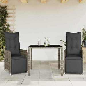 vidaXL Set mobilier bistro, 3 piese, gri, poliratan imagine