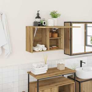 vidaXL Dulap perete baie stejar artizanal, 60x25x40 cm, lemn prelucrat imagine