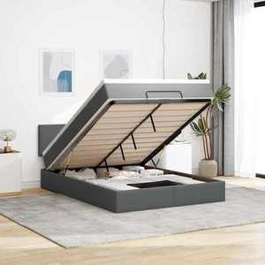 vidaXL Pat otoman cu saltea crem 140x190 cm stofa imagine
