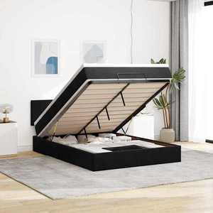 vidaXL Cadru de pat otoman cu saltea neagră 140x190cm catifea imagine