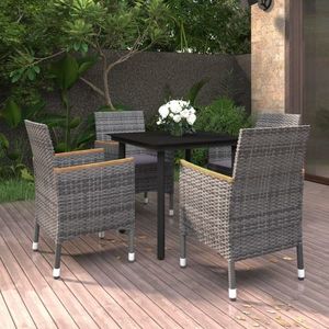 vidaXL Set mobilier de grădină cu perne 5 piese gri poliratan & sticlă imagine