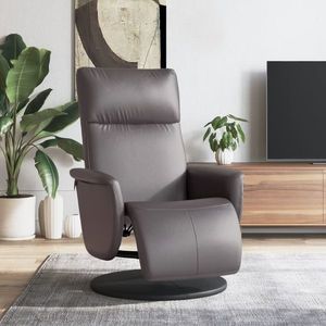 vidaXL Fotoliu rabatabil cu suport de picioare, gri, piele ecologică imagine