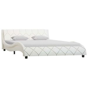 vidaXL Cadru de pat, alb, 140 x 200 cm, piele ecologică imagine