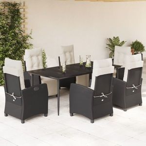 vidaXL Set mobilier de grădină cu perne, 7 piese, negru, poliratan imagine