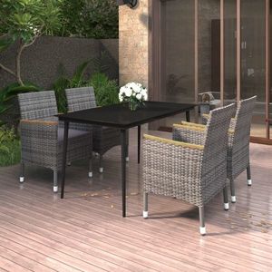 vidaXL Set mobilier de grădină cu perne 5 piese poliratan & sticlă imagine
