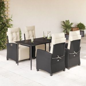 vidaXL Set mobilier de grădină cu perne, 5 piese, negru, poliratan imagine