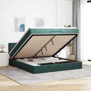 vidaXL Cadru de pat otoman cu saltea verde închis 160x200cm catifea imagine