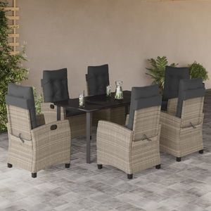 vidaXL Set mobilier de grădină cu perne, 7 piese gri deschis poliratan imagine