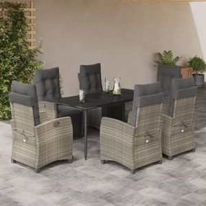 vidaXL Set mobilier de grădină cu perne, 7 piese gri deschis poliratan imagine