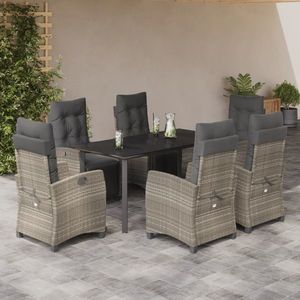 vidaXL Set mobilier de grădină cu perne, 7 piese gri deschis poliratan imagine