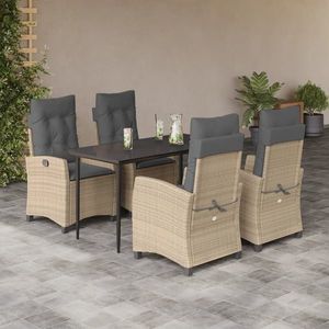vidaXL Set mobilier pentru grădină, 5 piese, cu perne, bej, poliratan imagine