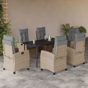 vidaXL Set mobilier grădină cu perne, 7 piese, bej, poliratan imagine