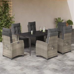 vidaXL Set mobilier de grădină cu perne, 7 piese gri deschis poliratan imagine