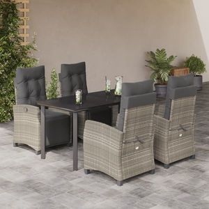 vidaXL Set mobilier de grădină cu perne, 5 piese gri deschis poliratan imagine