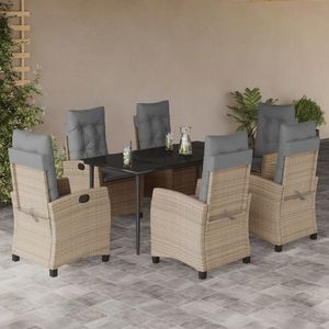 vidaXL Set mobilier grădină cu perne, 7 piese, bej, poliratan imagine