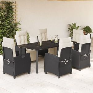 vidaXL Set mobilier de grădină cu perne, 7 piese, negru, poliratan imagine