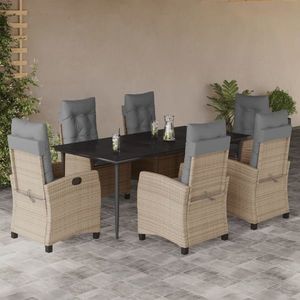 vidaXL Set mobilier pentru grădină, 7 piese, cu perne, bej, poliratan imagine
