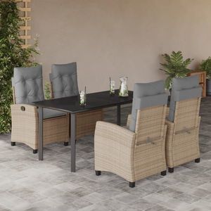 vidaXL Set mobilier pentru grădină, 5 piese, cu perne, bej, poliratan imagine