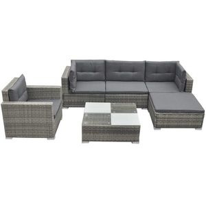 vidaXL Set mobilier de grădină cu perne gri, 11 piese, oțel imagine