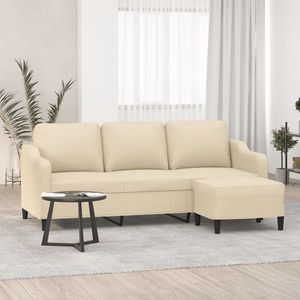 vidaXL Canapea cu 3 locuri, crem, material textil imagine